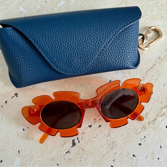 Orange Leaf-Shaped Sunglasses - Picture 1 of 7